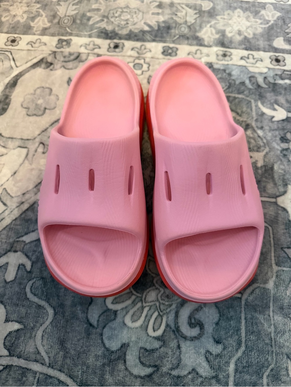 Hoka Pink Slide Sandals with Coral Sole
